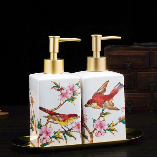Ilone floral ceramic soap dispenser