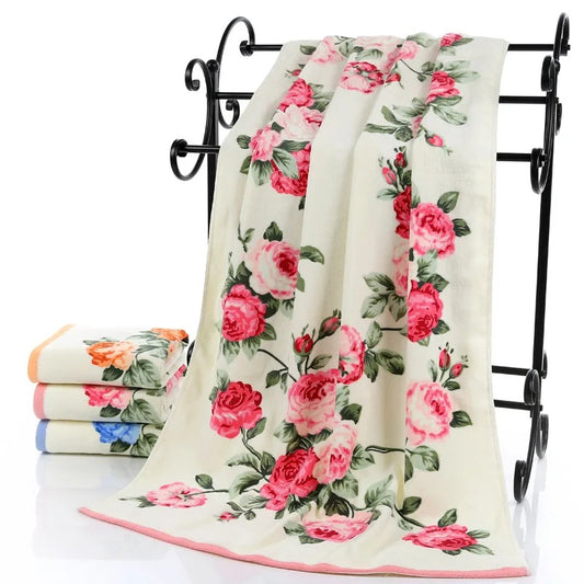 Bath Towels 100% Soft Cotton Blossom Flowers